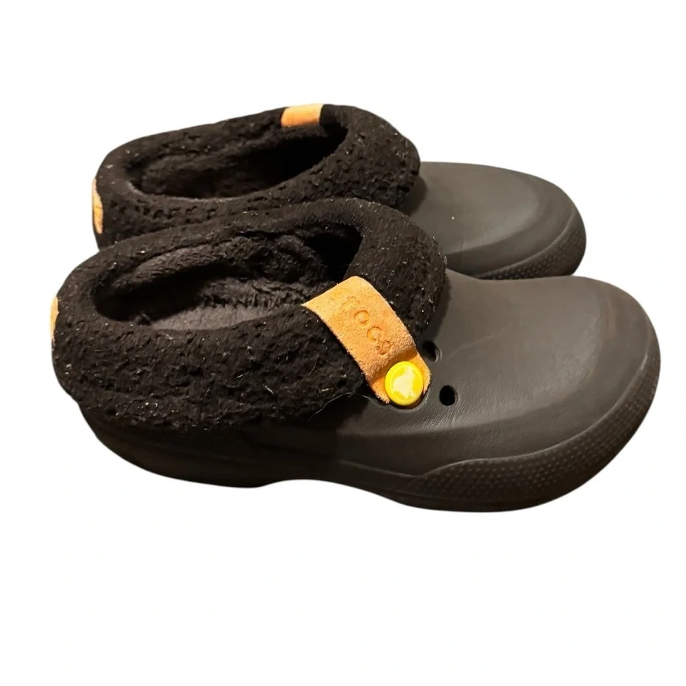 Crocs Slip On Shoes Chocolate Brown with Faux Fur Children's Size 1 Unisex Clogs